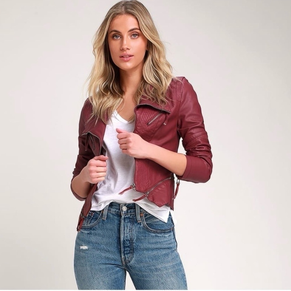 Lulu’s Up on a Tuesday Burgundy Vegan Leather jacket
